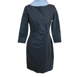 Lauren Ralph Lauren Gray Sheath Dress 3/4 Sleeve Ruched Knot Side 6 Business